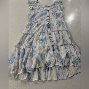 Sweet Wanderer Blue and White Patterned Dress